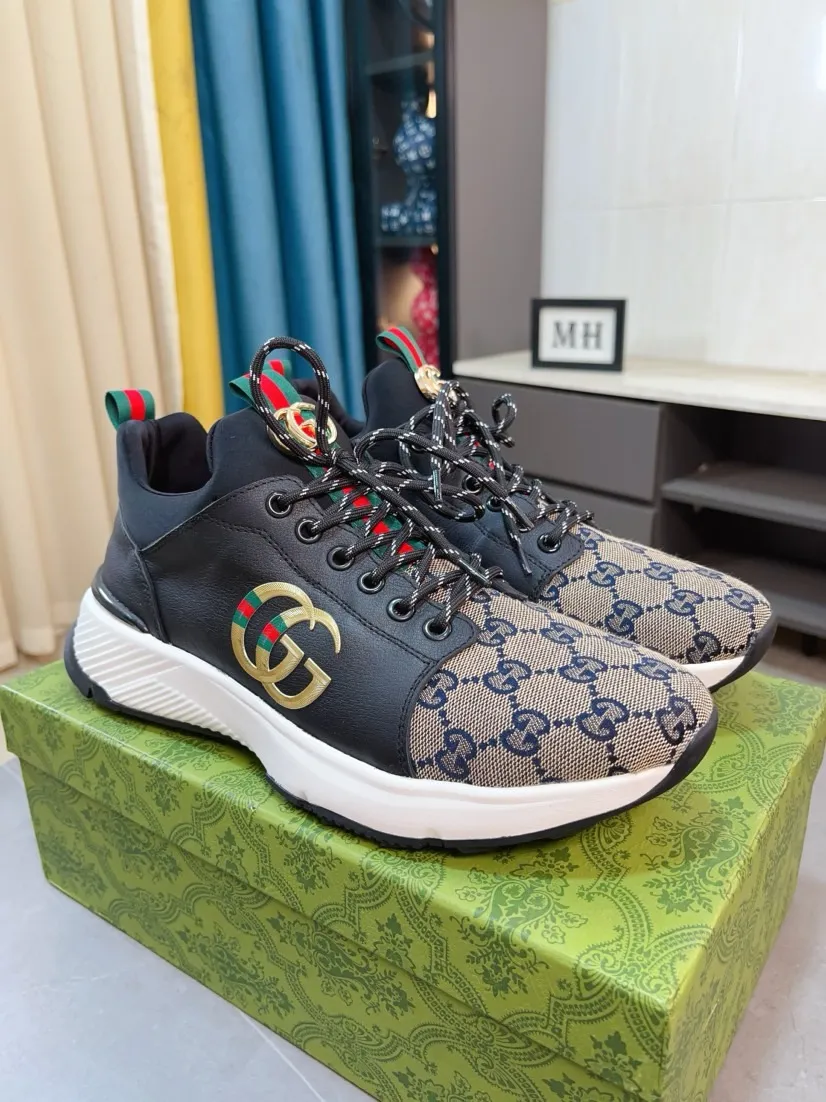 Men's shoes 💰458🌹🌹GUCCI [Gucci] New high-end brand of men's shoes, the latest fashionable casual men's shoes, trendy and versatile, relaxed and sporty style, uppers imported from Italy, first-layer cowhide, genuine leather lining, and ultra-fine workmanship. Original personalized fashionable rubber wear-resistant outsole, light and comfortable on the foot, size 38-44